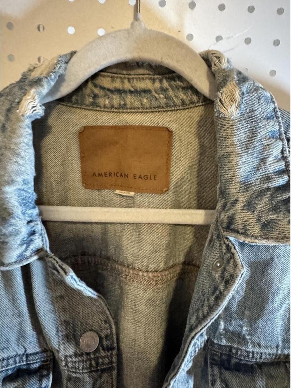 American Eagle Distressed Oversized Denim Jacket | Size Medium - Picture 2 of 7